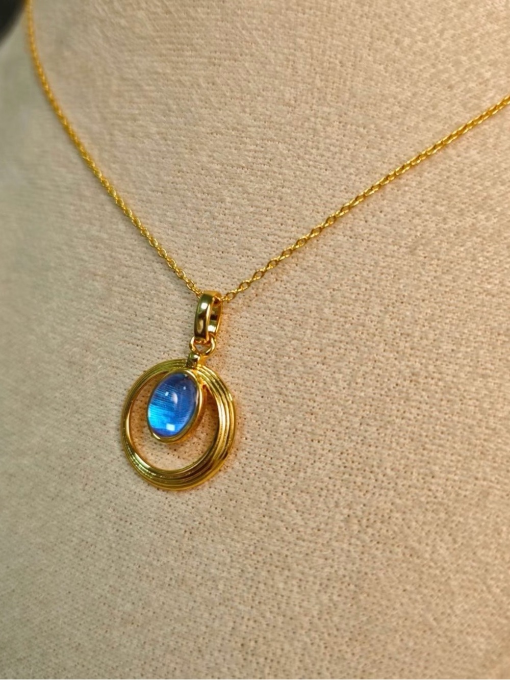 Brand New Celestial White Quartz Gold-Plated Orbit Pendant Necklace